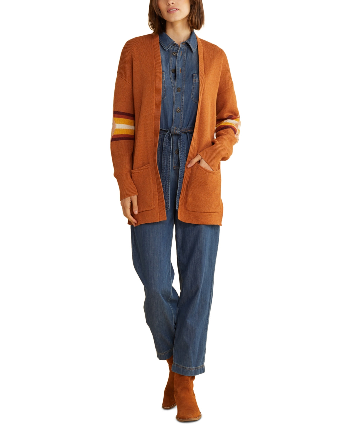 Pendleton Women Regular fit Long Sleeve Cardigan Sweater XL Brown