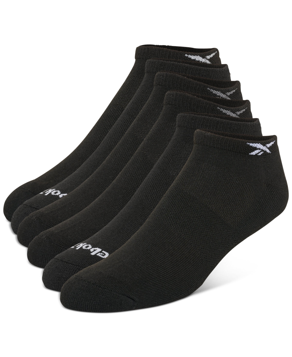 Reebok Mens 6 Pack Regular fit Low Cut Socks One Size Black