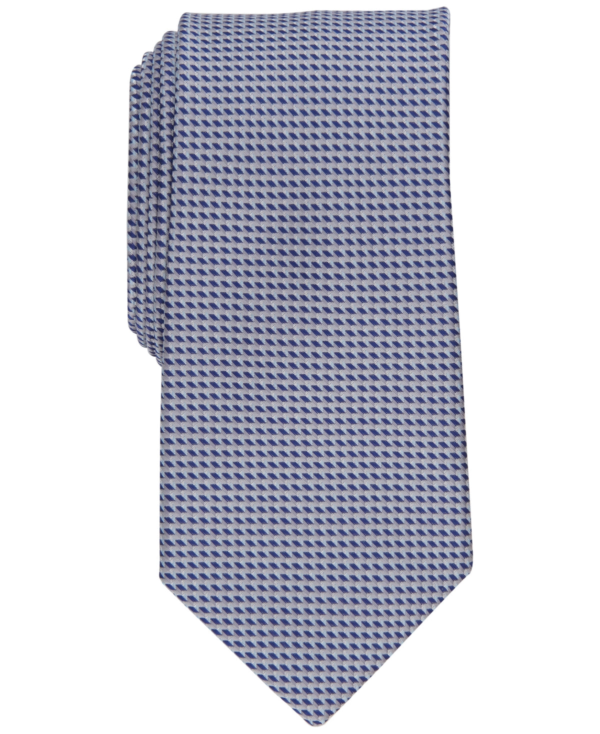 Perry Ellis Men's Gaines Mini Print Tie Blue Silver Necktie