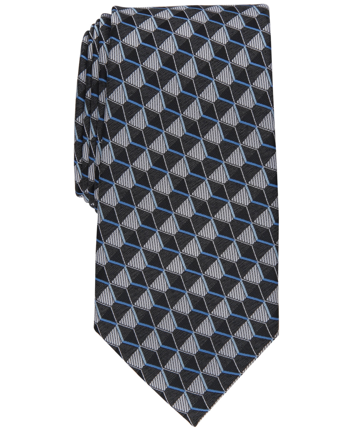 Perry Ellis Men's Dunstan Geometric Print Tie Black ONE SIZE Necktie