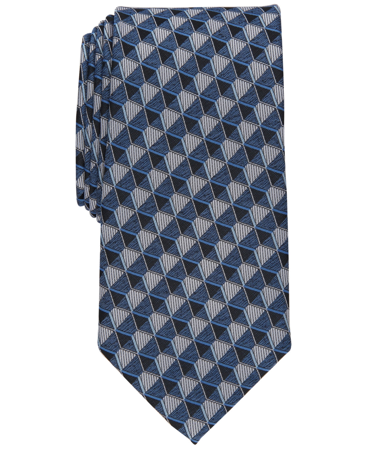 Perry Ellis Men's Dunstan Geometric Print Tie Navy Blue Necktie