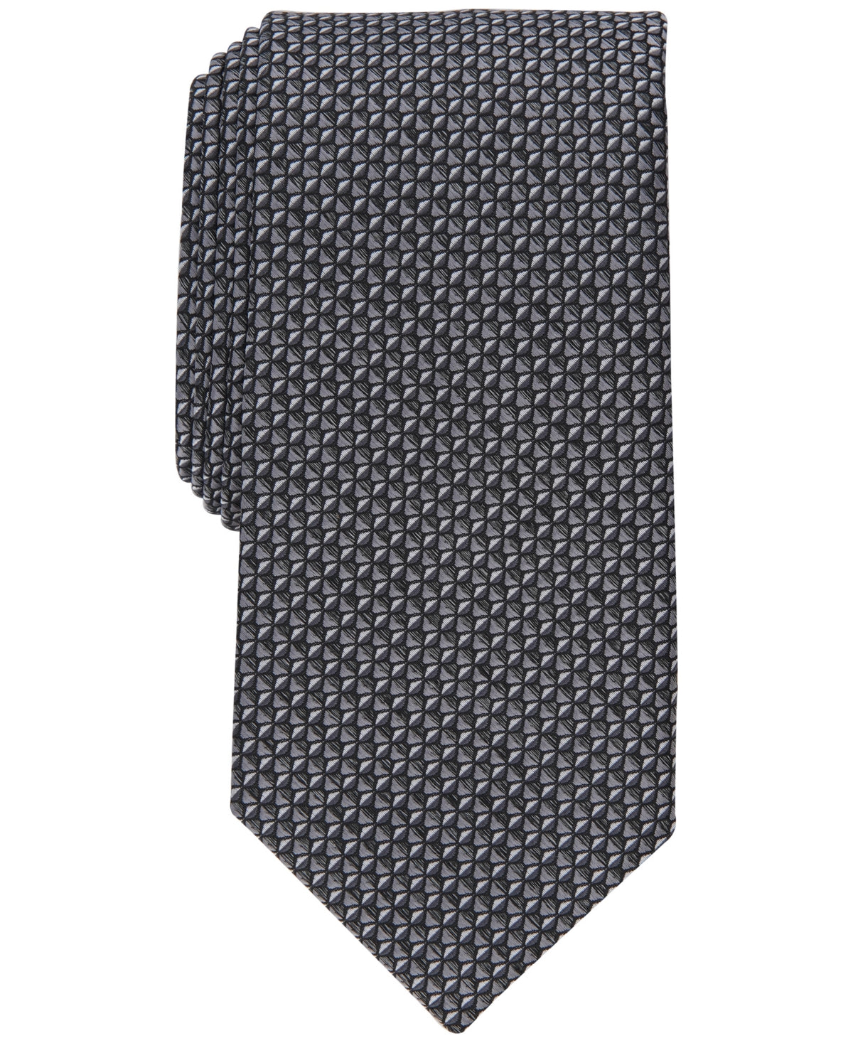 Perry Ellis Men's Serrano Mini Neat Tie Black Grey Necktie