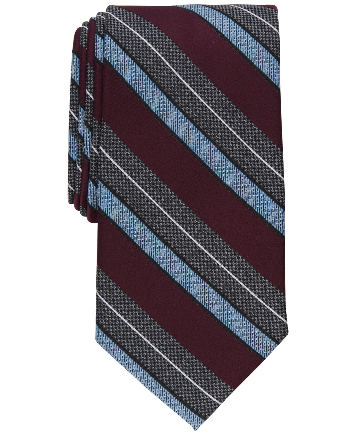 Perry Ellis Mens Tie Necktie One Size Burgundy Red Covington Stripe
