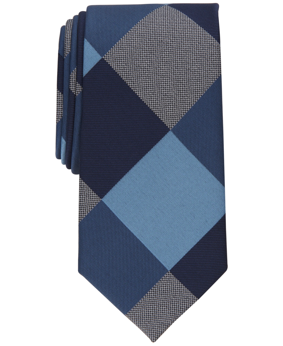Perry Ellis Mens Tie Necktie One Size Blue Holbrook Check