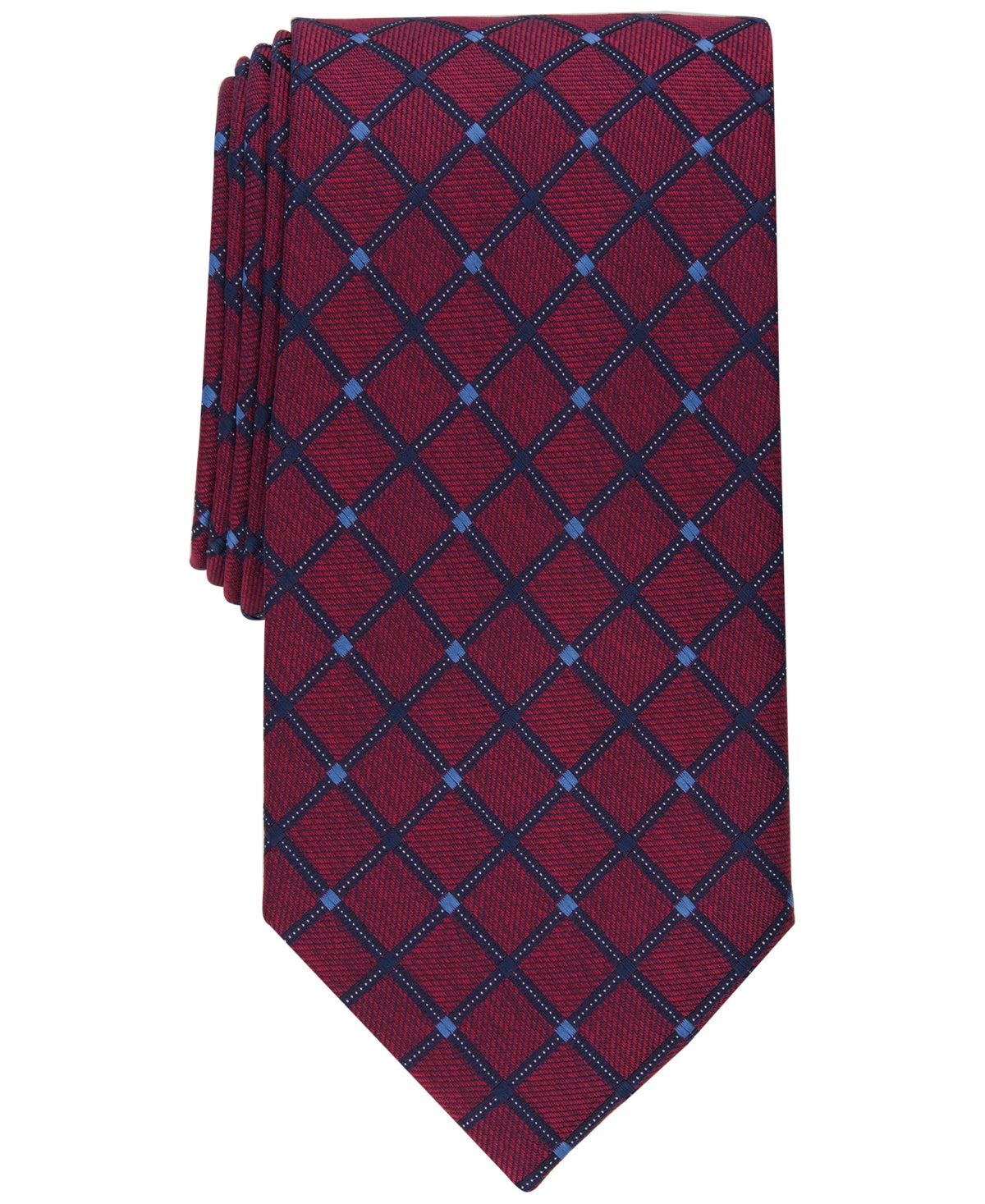 Club Room Men's Stanton Grid Tie Burgundy Red Blue Necktie