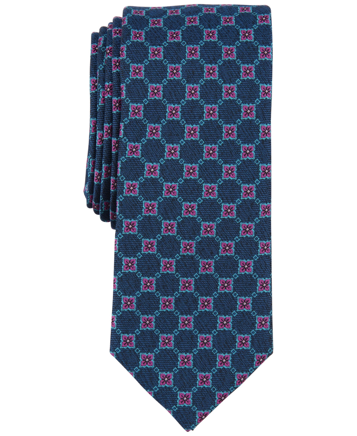 Bar III Men's Nostrand Skinny Tie Navy Blue One Size Necktie