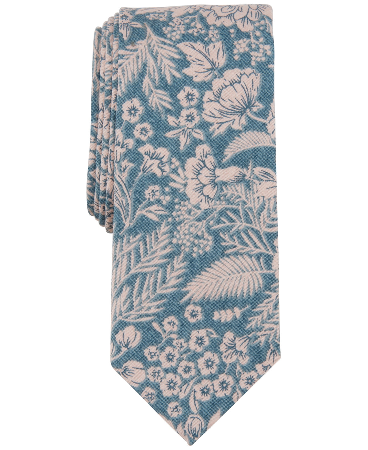 Bar Iii Men's Offset Floral Tie Light Blue Necktie