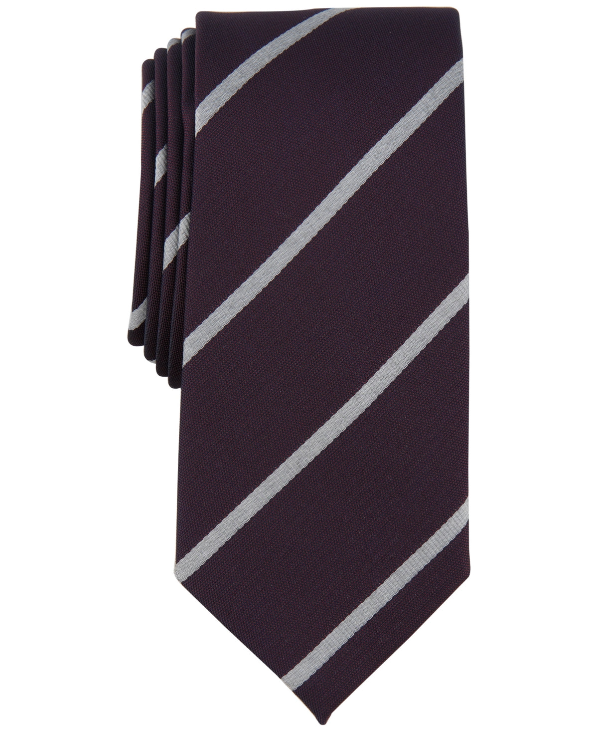 Alfani Mens Tie  Burgundy Stripe Necktie