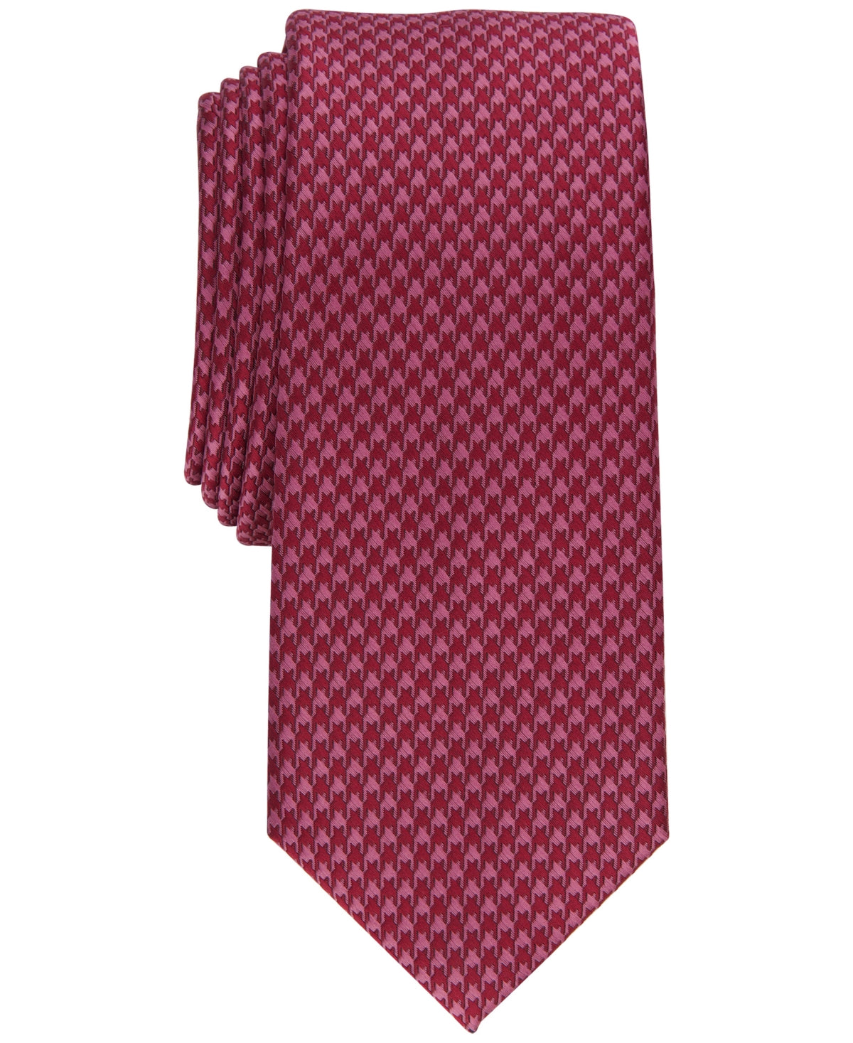 Alfani Men Regular fit Tie Necktie One Size Red Houndstooth