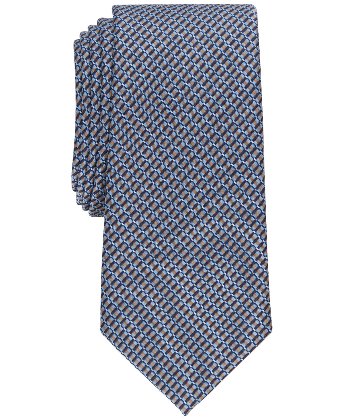 Alfani Mens Tie Necktie One Size Blue Banfield Taupe
