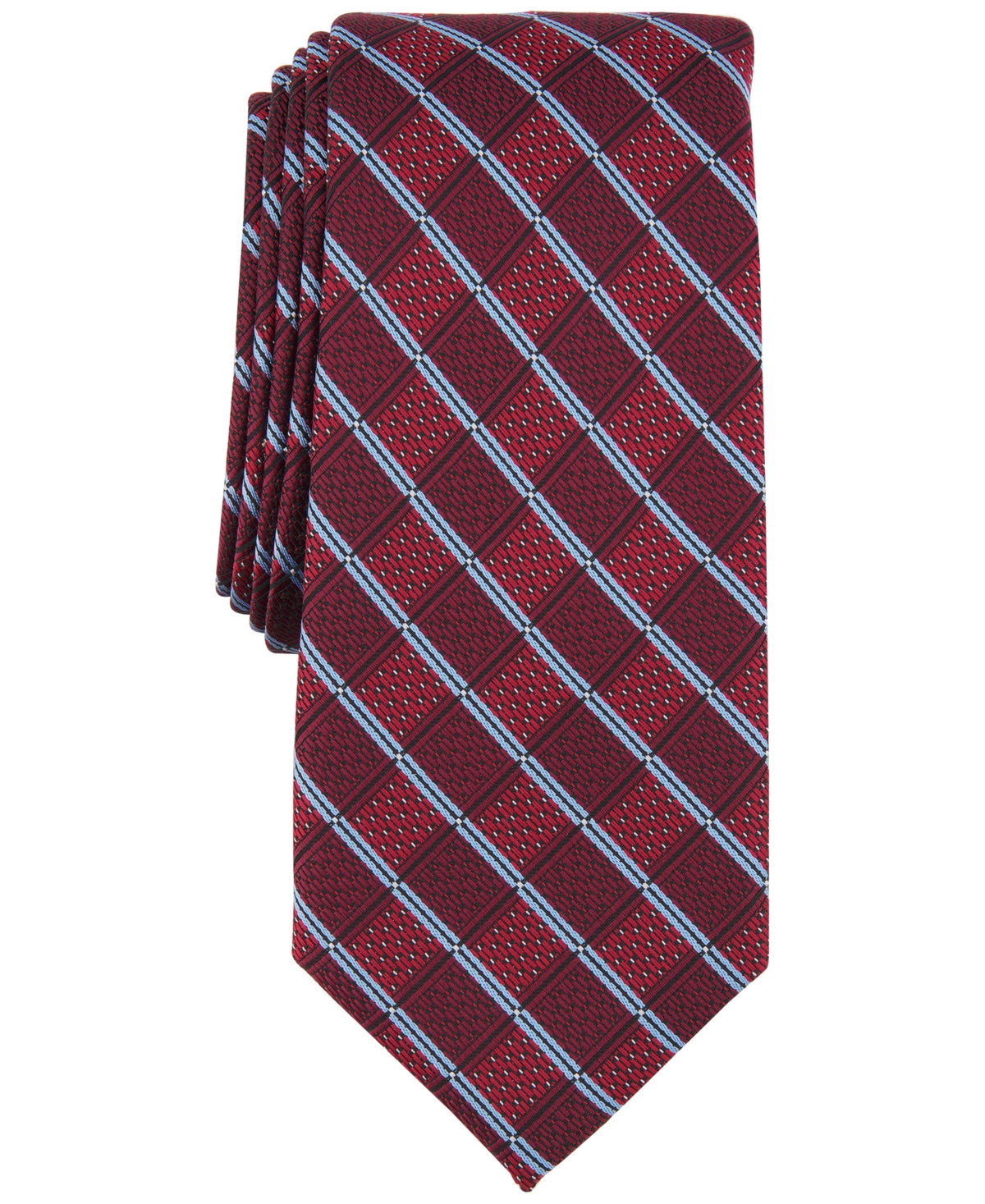 Alfani Mens Burgundy Red Dash Stripe Tie Necktie