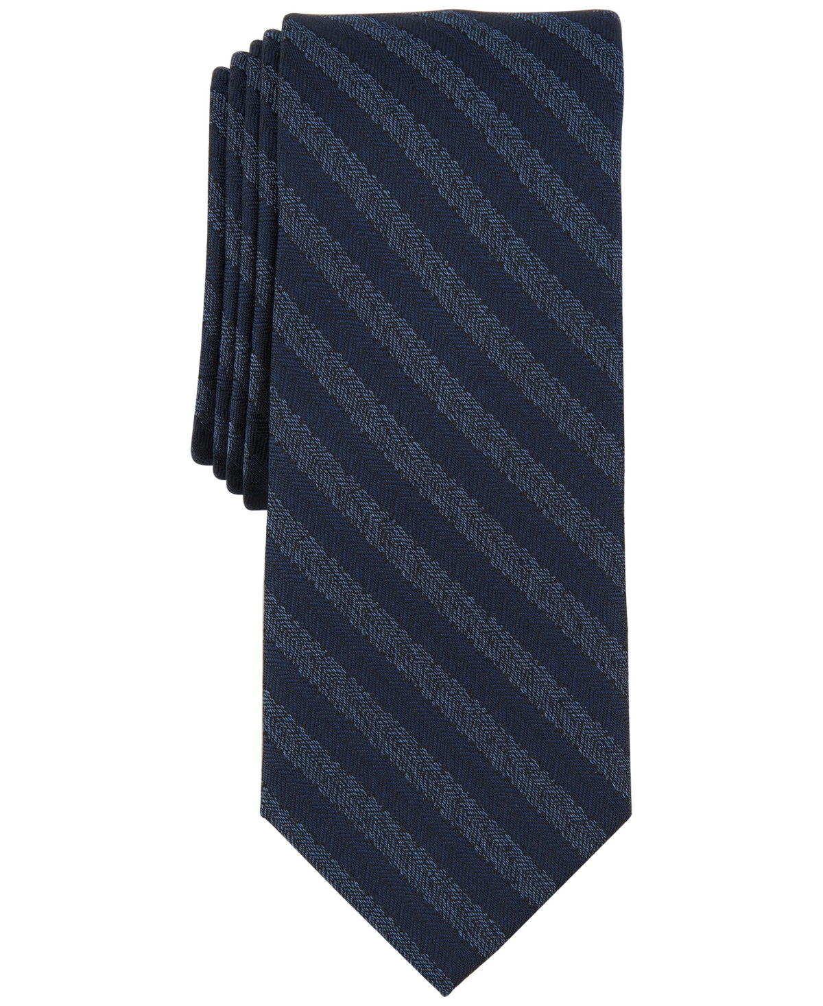 Bar III Mens Cruiser Skinny Herringbone Tie Slate Blue Necktie