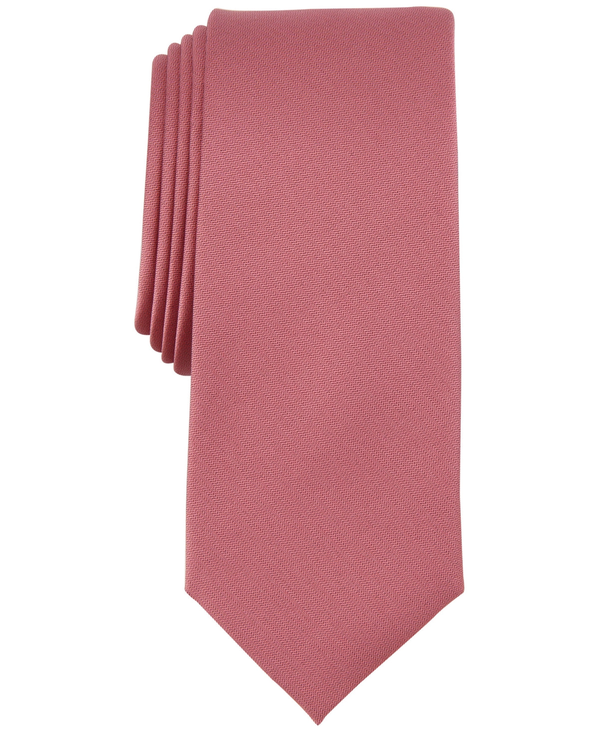 Alfani Mens Solid Texture Slim Tie Coral Pink Necktie