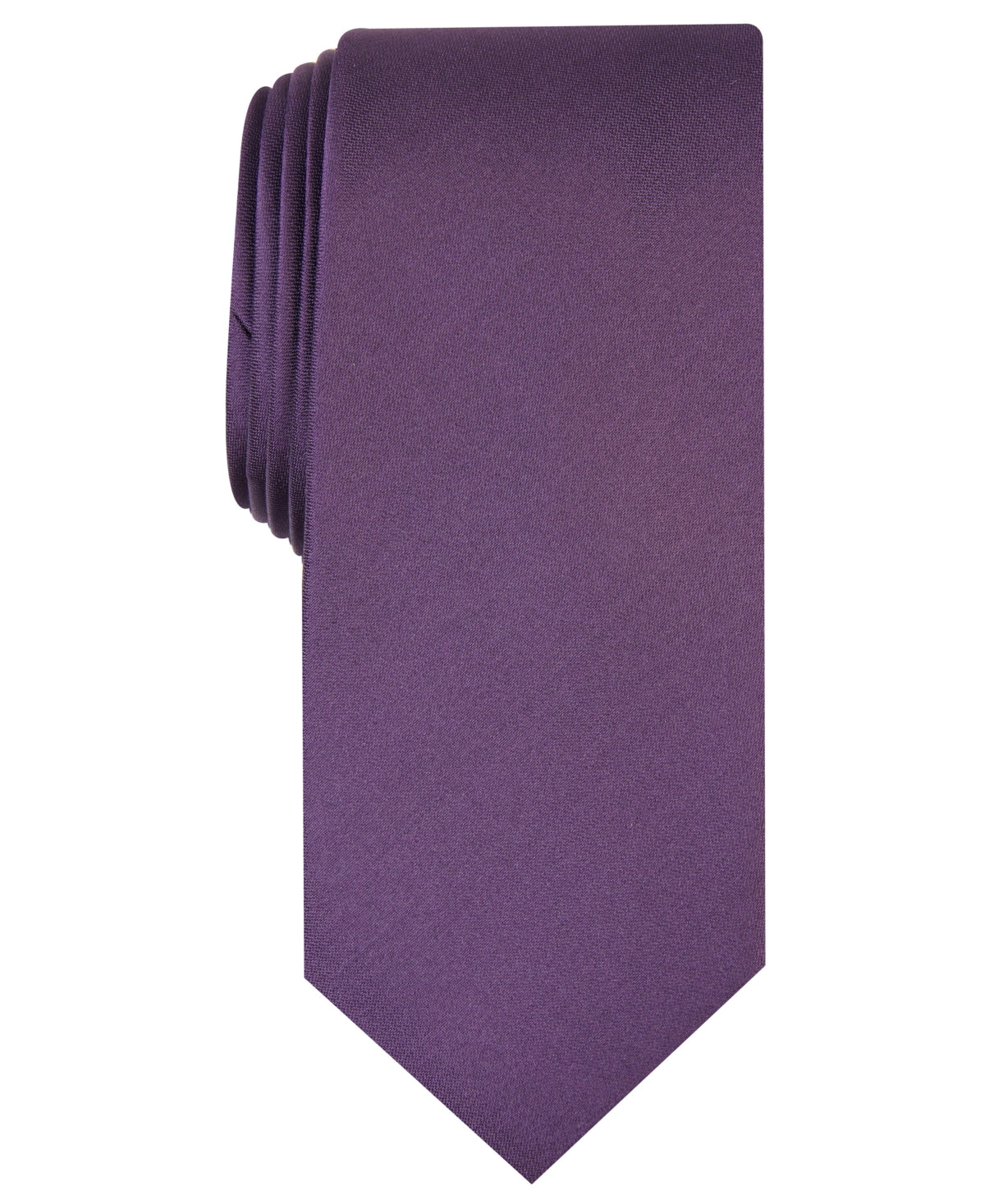 Alfani Mens Solid Texture Slim Neck Tie Purple Eggplant