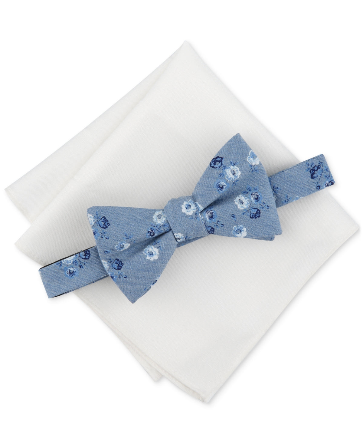 Bar III Mens Aston Floral Bow Tie Denim Blue One Size Necktie