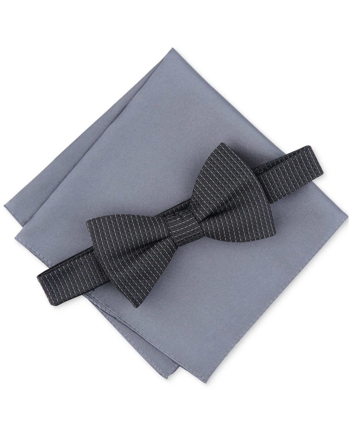 Alfani Men's Ludlow Textured Bow Tie & Pocket Square Set Black