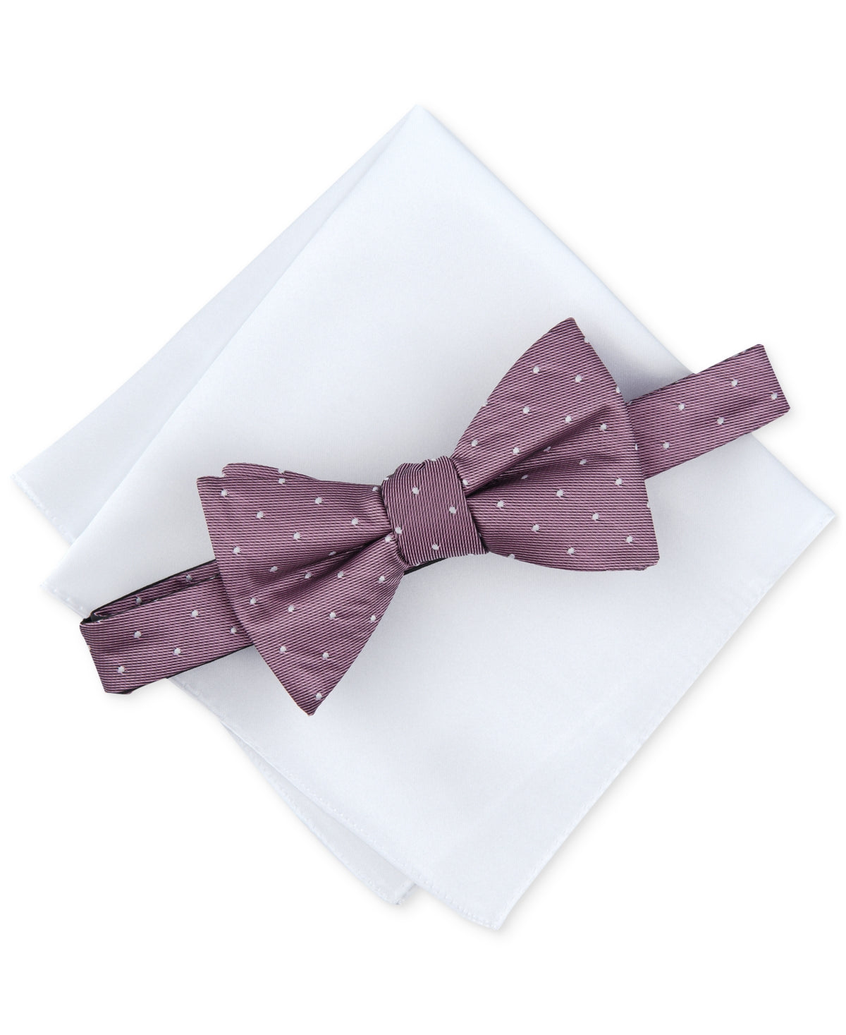 Alfani Men's Utopia Dot Print Bow Tie & Pocket Square Set Pink White