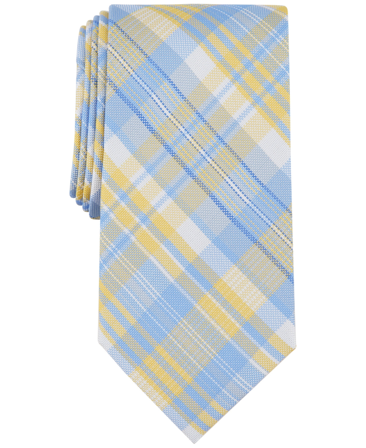 Club Room Men's McKay Plaid Tie Yellow Blue Necktie