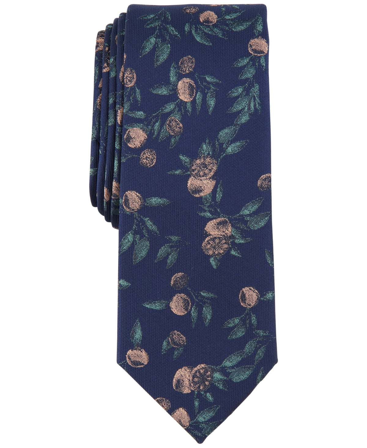 Bar III Mens Dewey Botanical Tie Graphic Navy Blue Floral OS