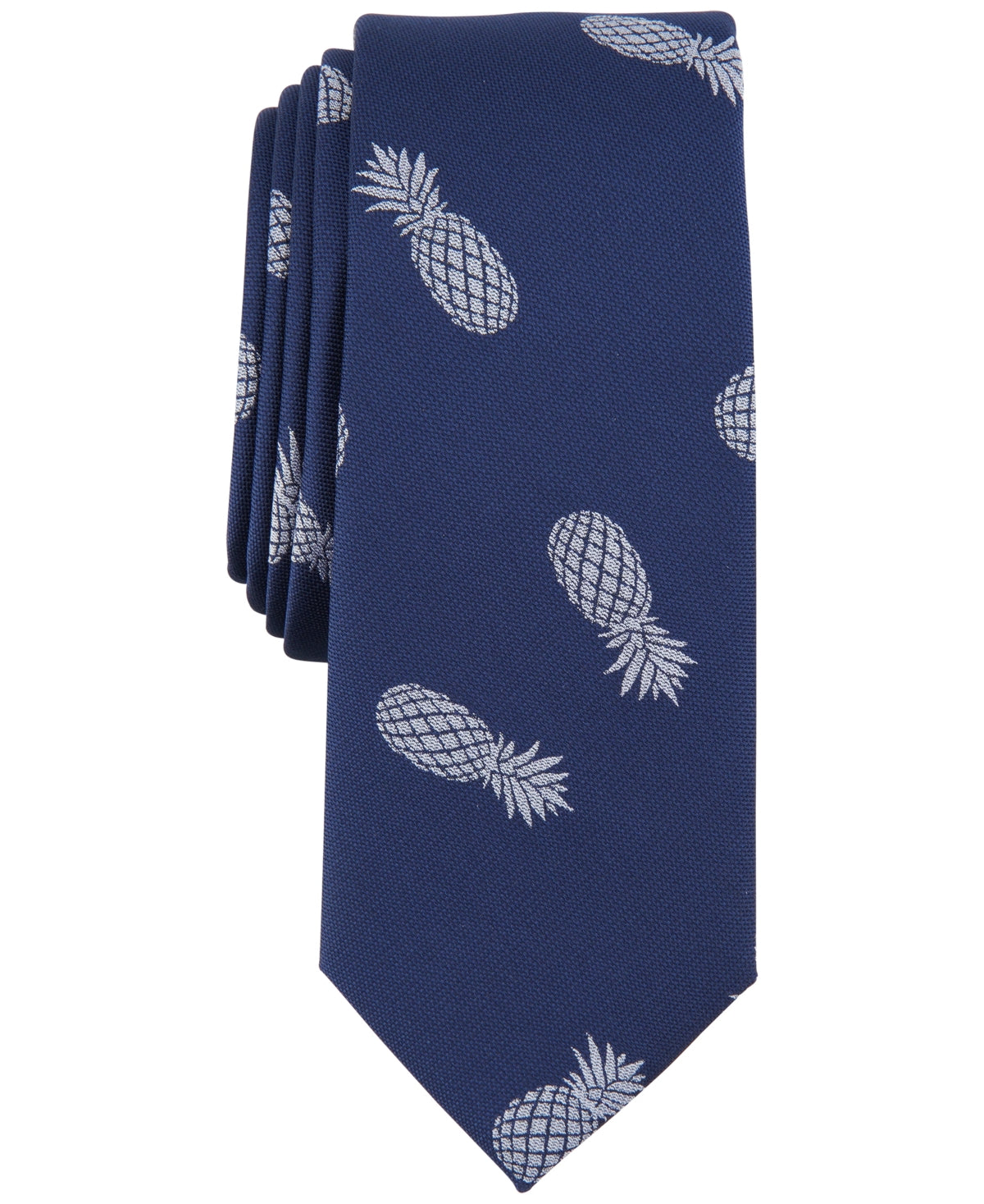 Bar Iii Men's All Over Pineapple Graphic Tie Blue Necktie