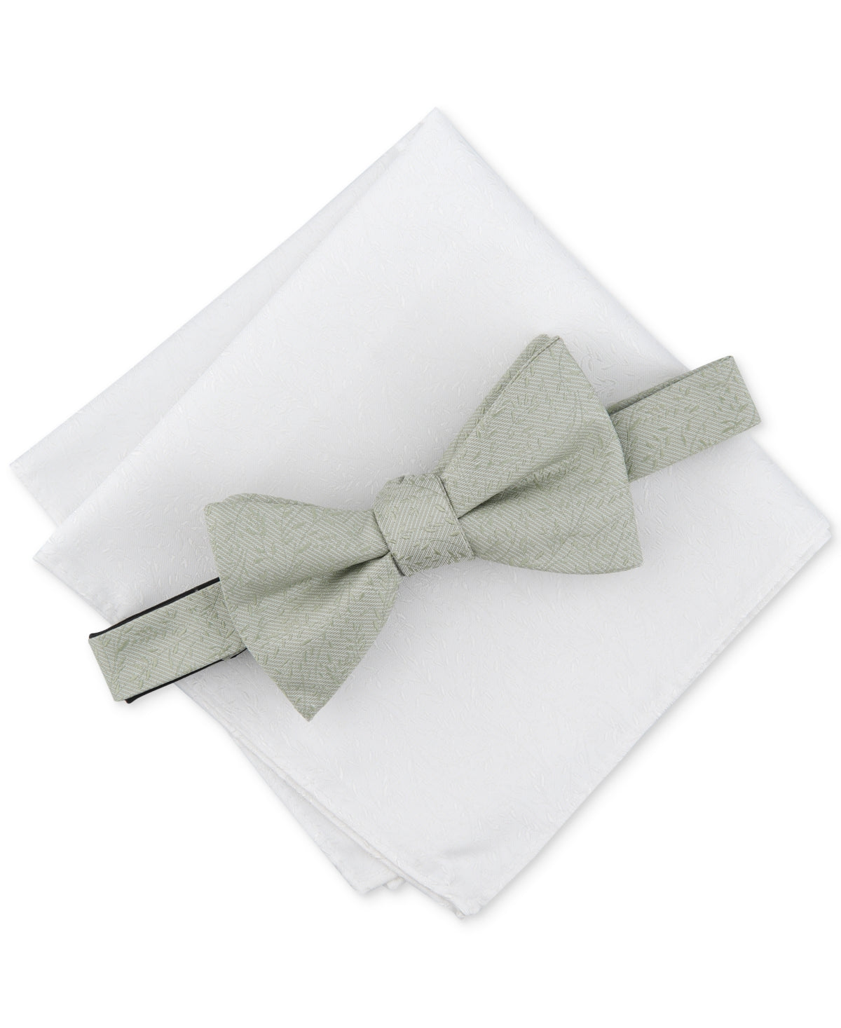 Bar Iii Mens Regular fit Bow Tie Necktie One Size Green Pocket Square Set