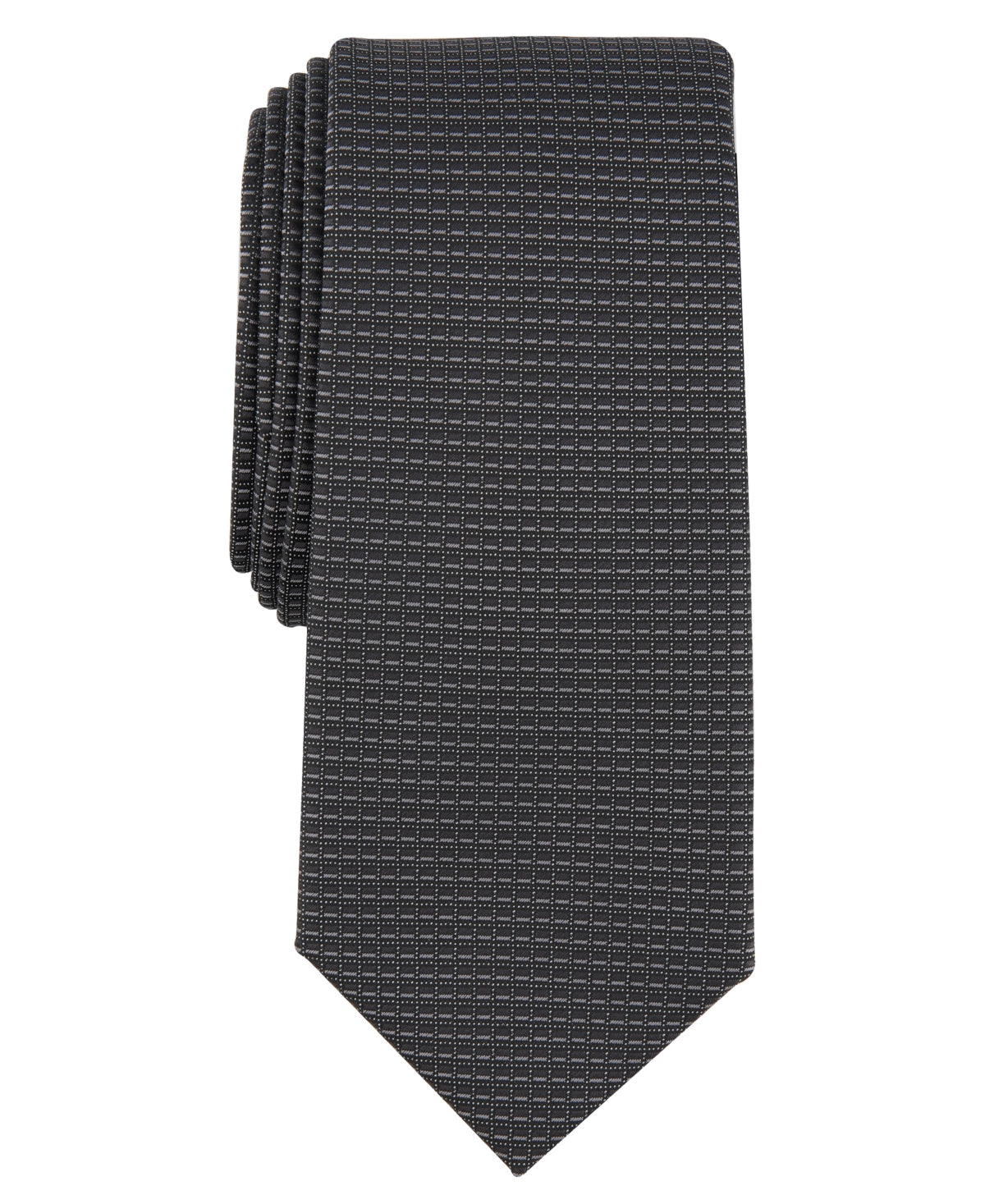 Alfani Mens Regular fit Tie Necktie One Size Black Geometric Textured