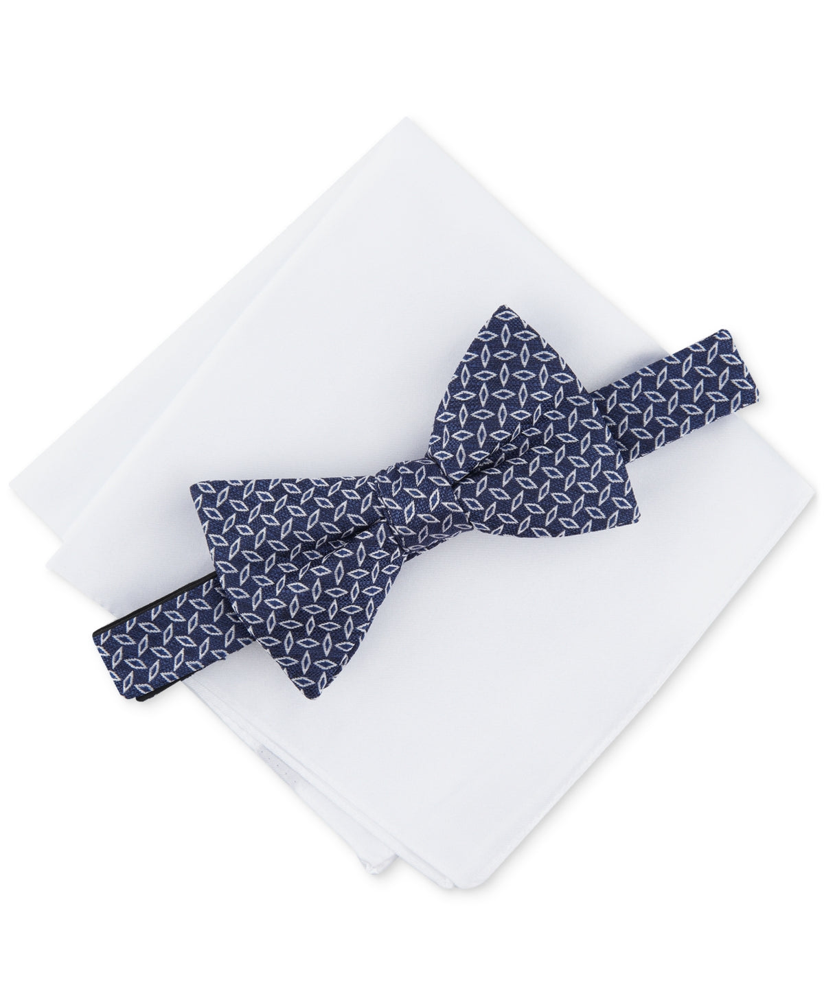 Alfani Mens Bow Tie Pocket Square One Size Blue Holland Textured