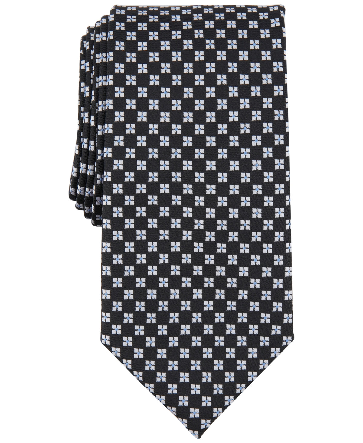 Club Room Mens Checker Tie Black White