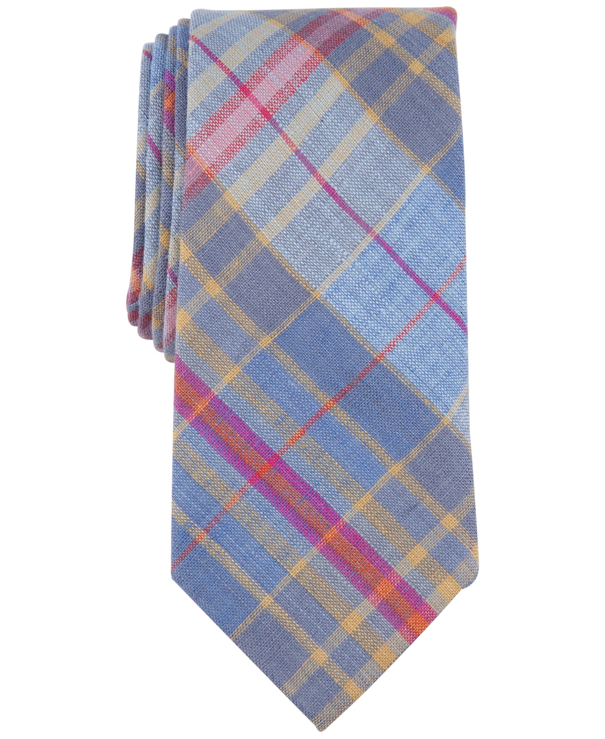 Club Room Men's Webster Plaid Tie Blue Pink Multi Necktie