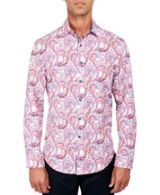 Society of Threads Mens Regular Fit Button Down Shirt Paisley Pink Medium