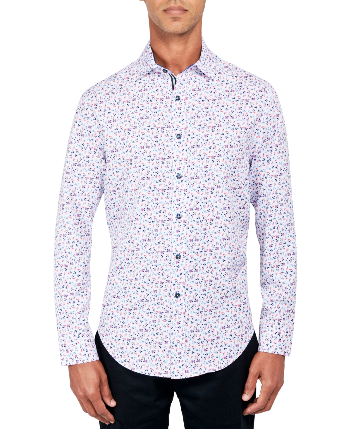 Society of Threads Mens Regular Fit Non Iron Button Down Shirt Pink 2XL