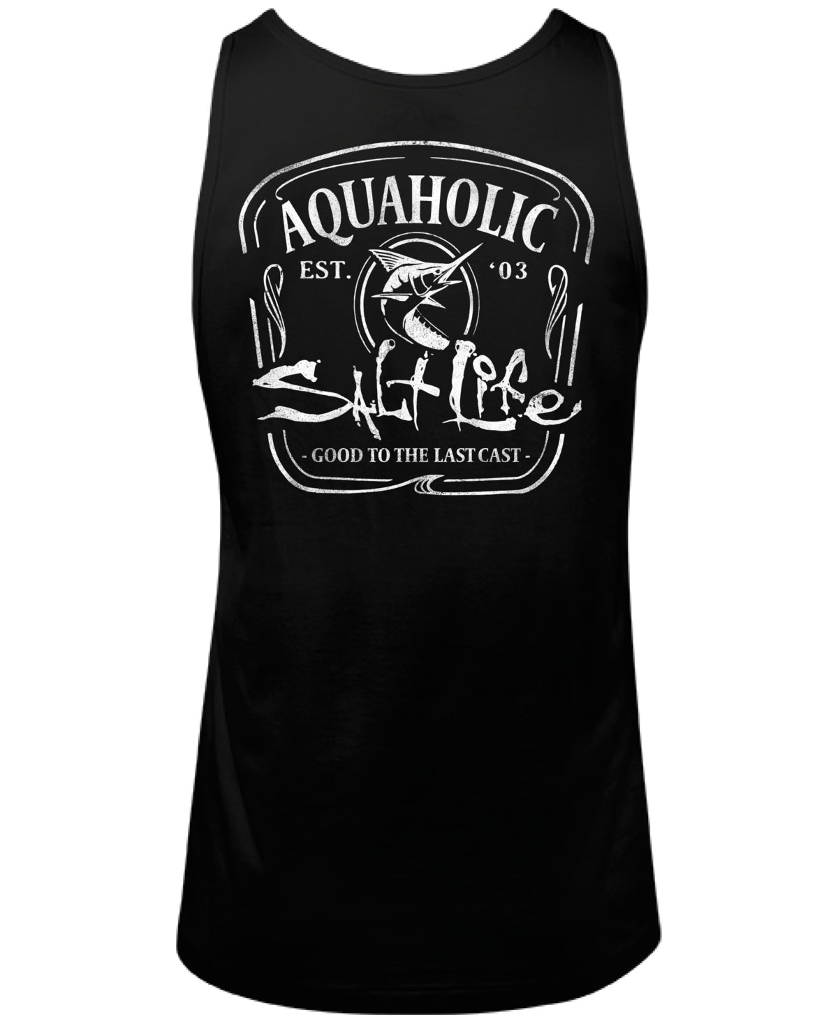 SALT LIFE Men's Good Cast Logo Sleeveless Tank T Shirt Black Medium