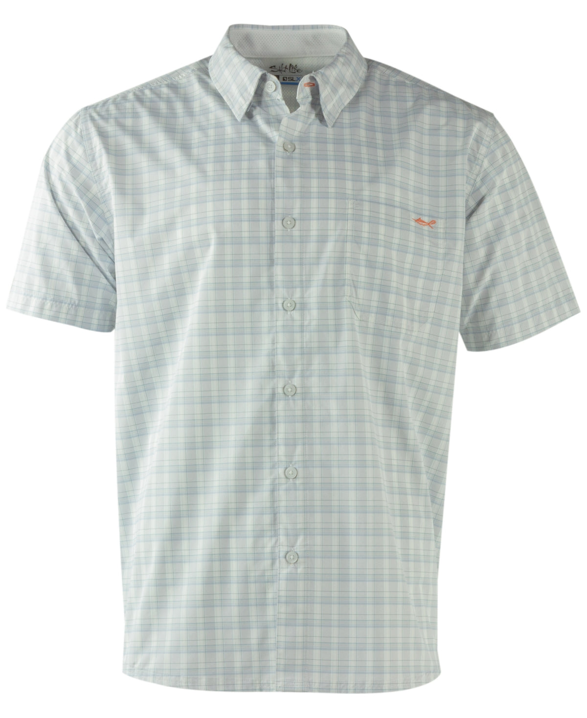 Salt Life Mens Elite Short sleeve Performance Fishing Shirt Green White Small