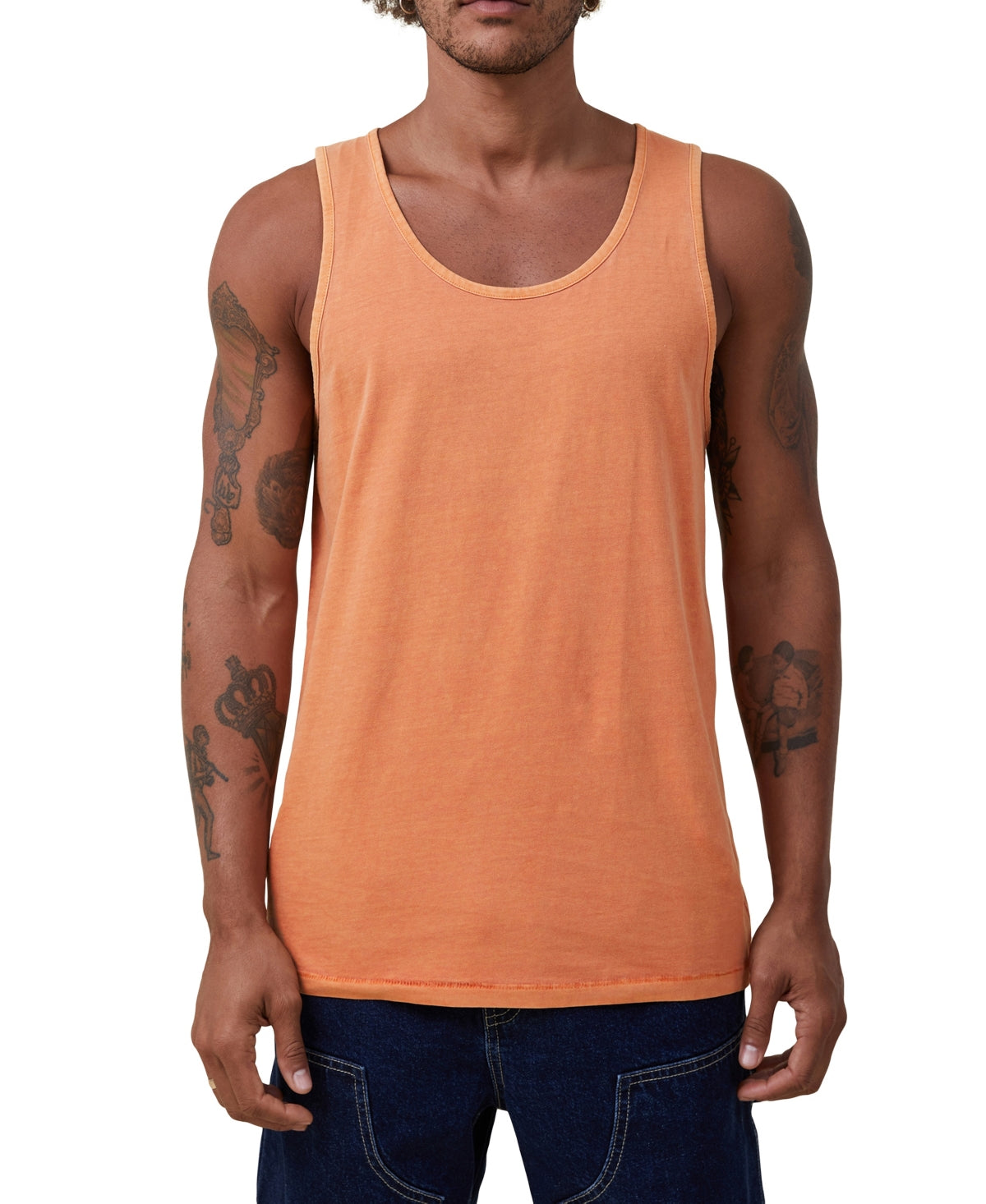Cotton on Men's Vacation Sleeveless Tank Top Shirt Orange XL