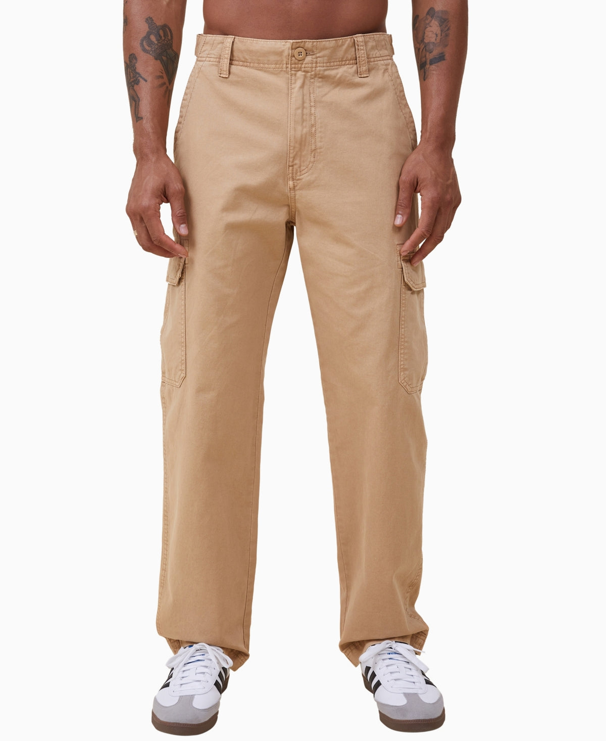 Cotton On Mens Tactical Cargo Pants Vintage Mustard Twill Beige 28 x 30