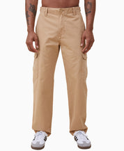 Cotton On Mens Twill Tactical Cargo Pants Vintage Mustard Beige 30