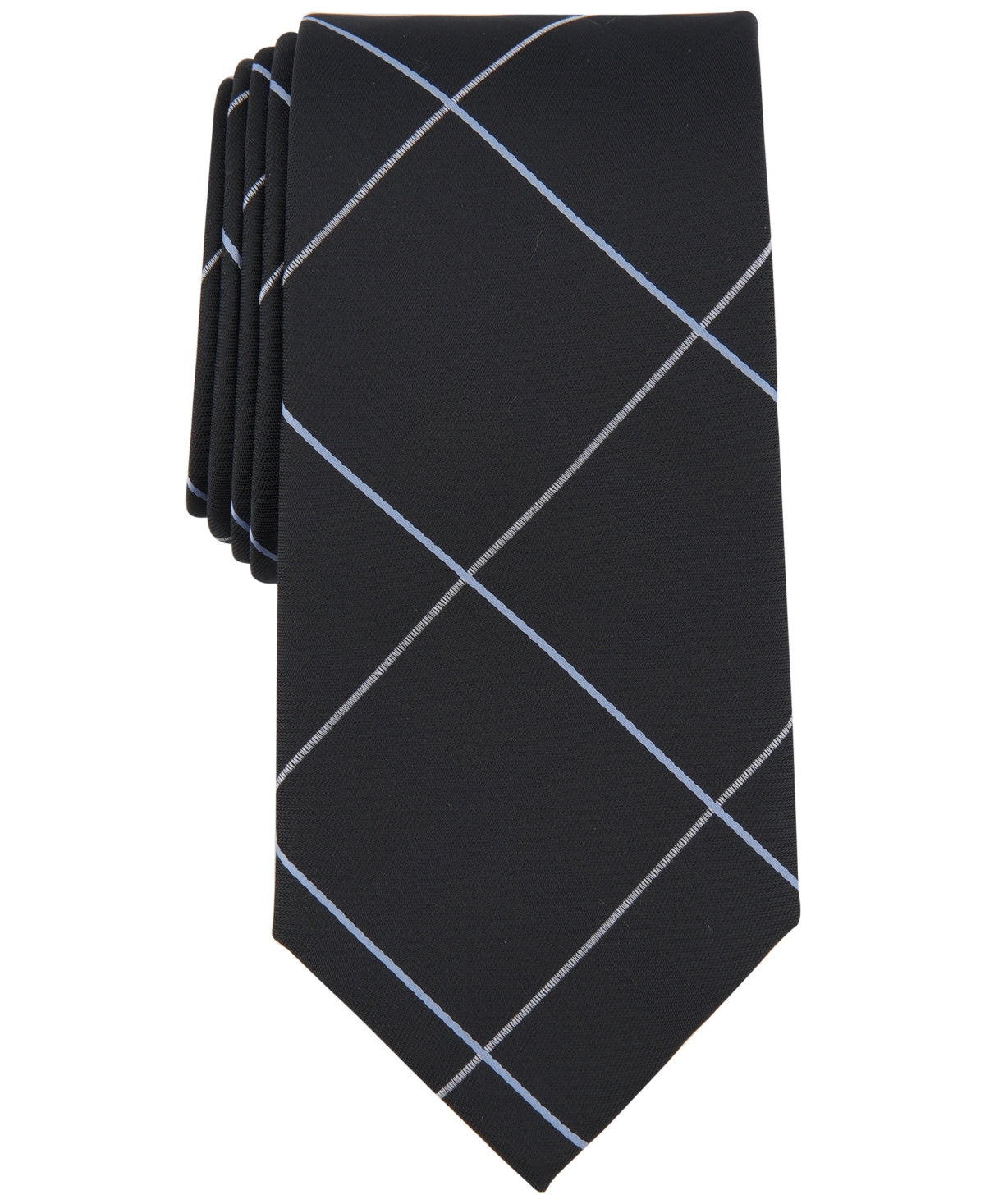 Michael Kors Men's York Classic Grid Tie Black Necktie