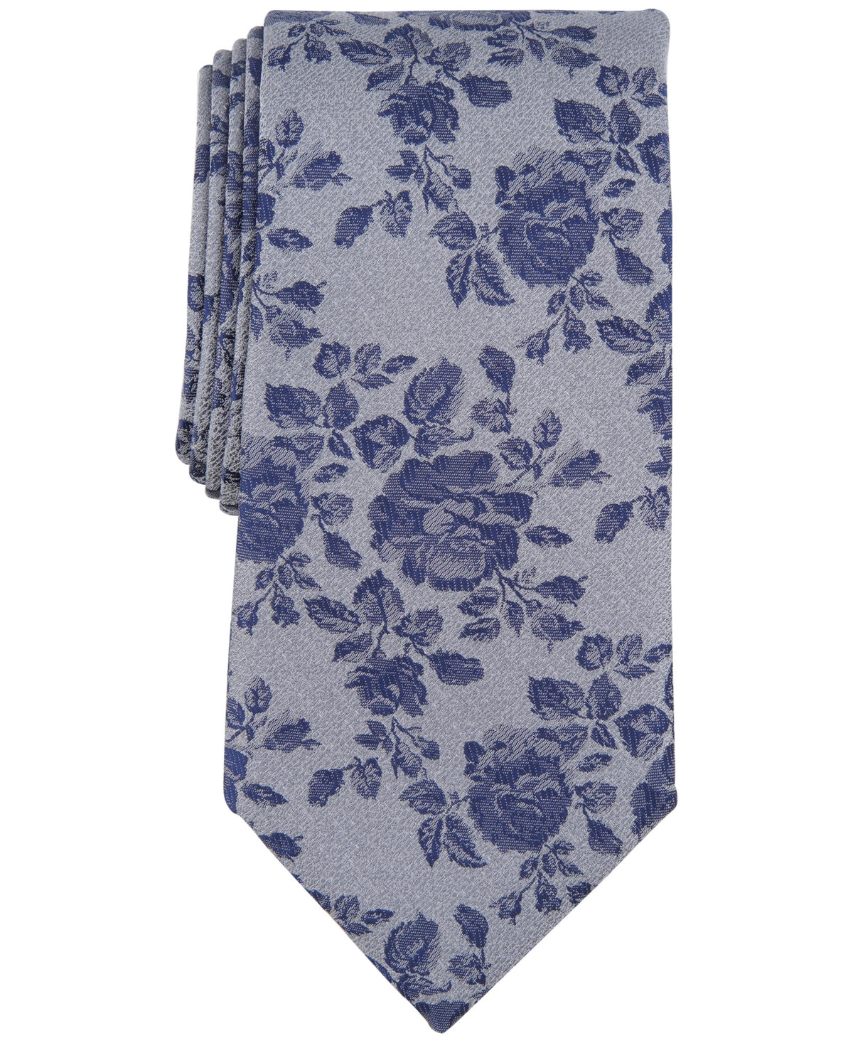 Michael Kors Men's Cheshire Classic Floral Tie Grey Blue Necktie