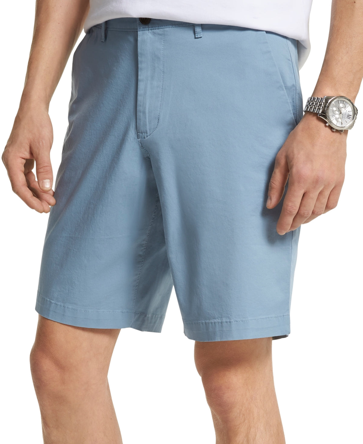 Michael Kors Men's Poplin 9 Inseam Shorts Chambray Blue 29 Waist