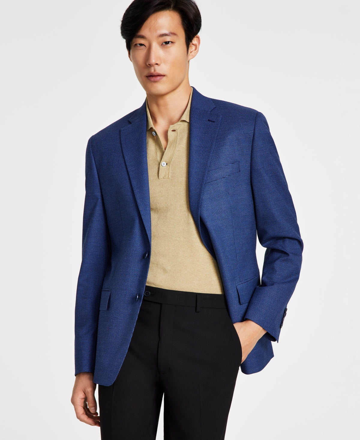 Michael Kors Mens Houndstooth Sport Coat Blue  40L