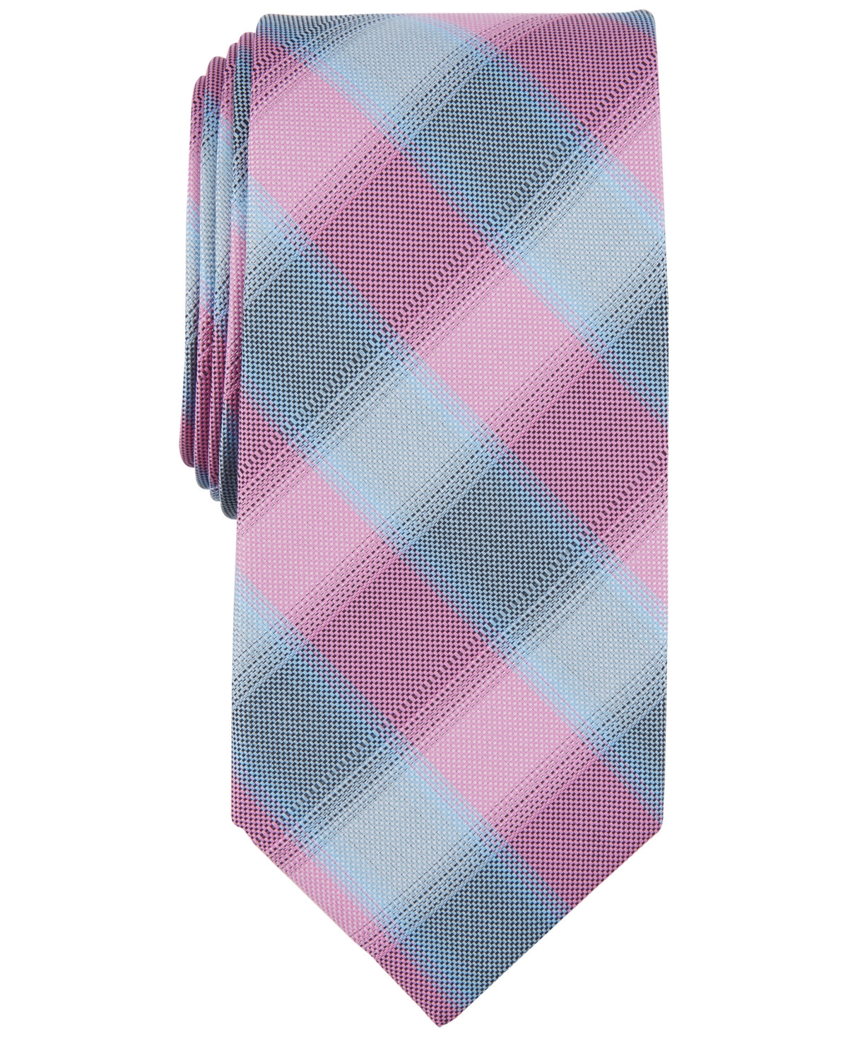 Michael Kors Men's Denton Check Tie Pink One Size Necktie