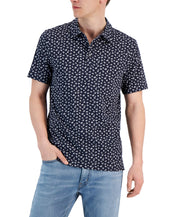 Michael Kors Men's Field Print Midnight Blue Short Sleeve Polo Shirt Small