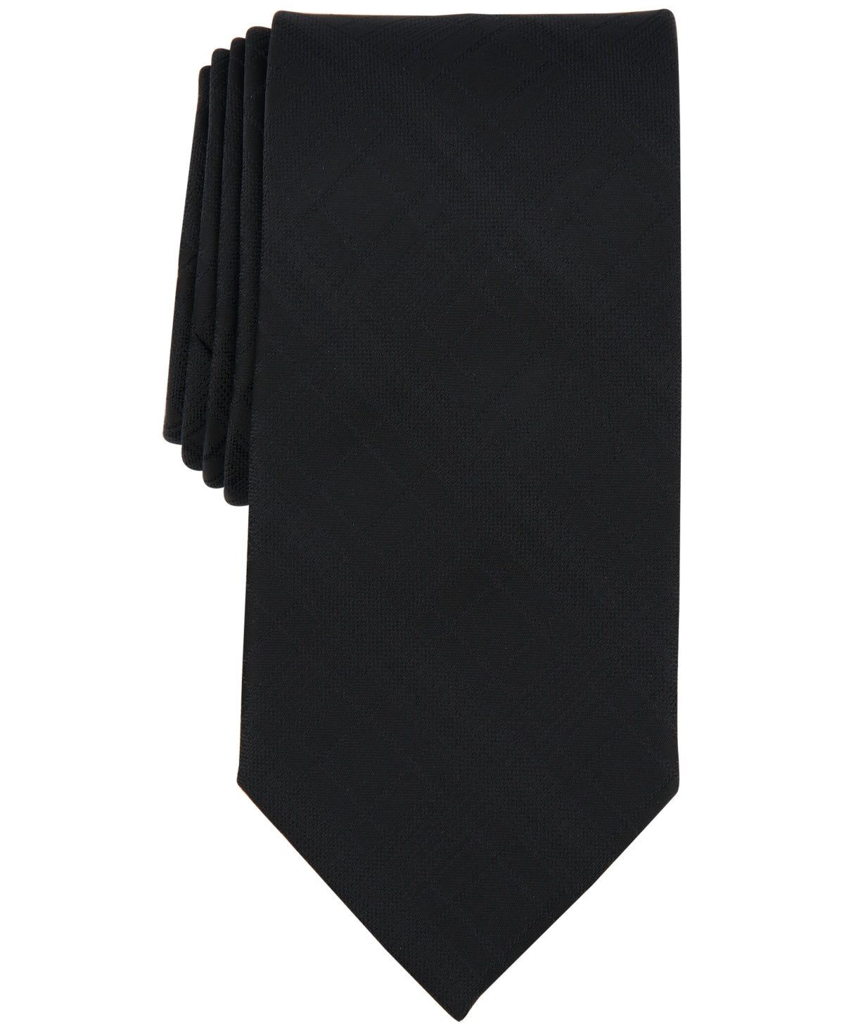 Michael Kors Men's Berfond Plaid Solid Tie Black Necktie