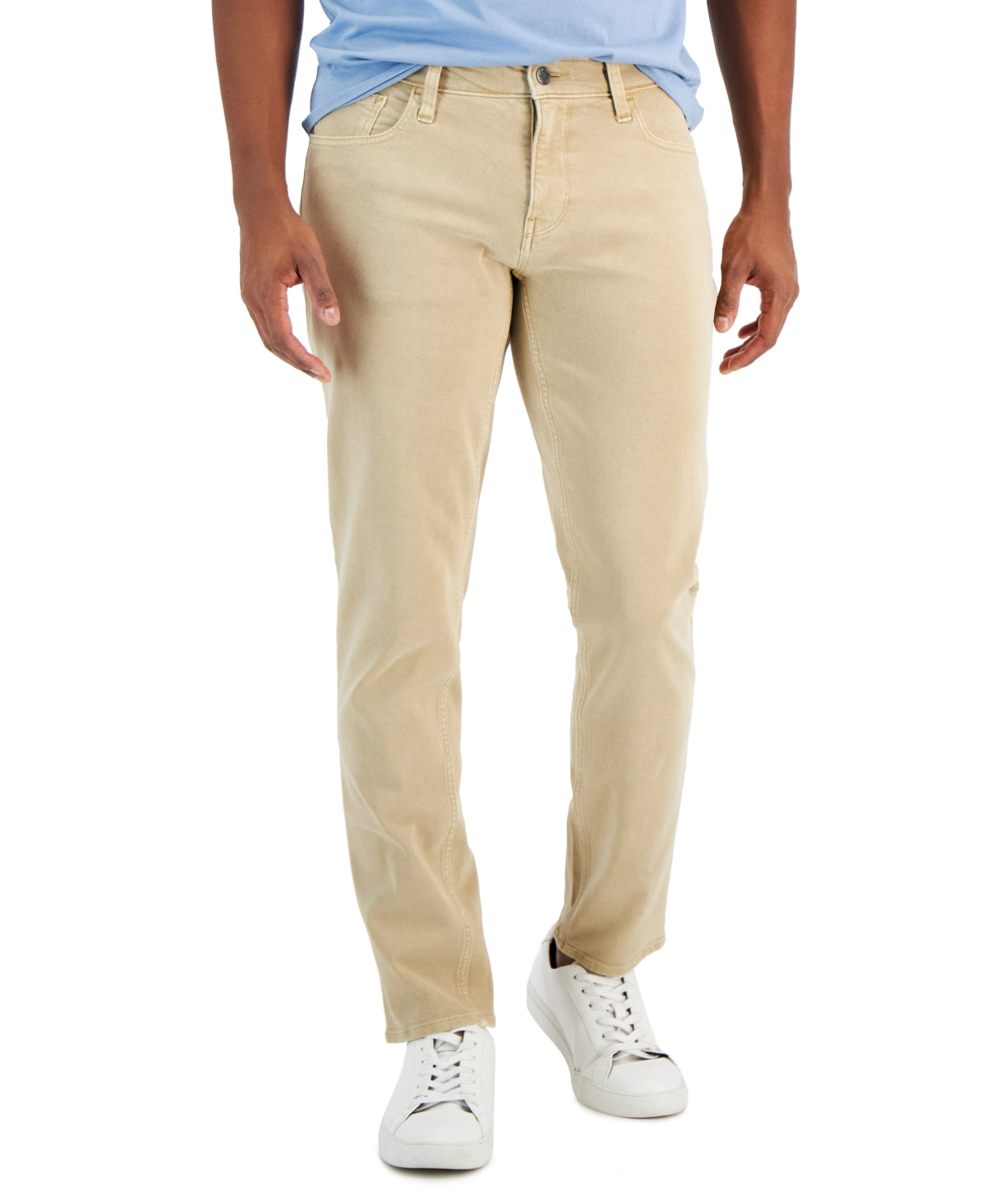 Michael Kors Men's Slim Straight-Fit Acid Wash Jeans Tan 36 x 32