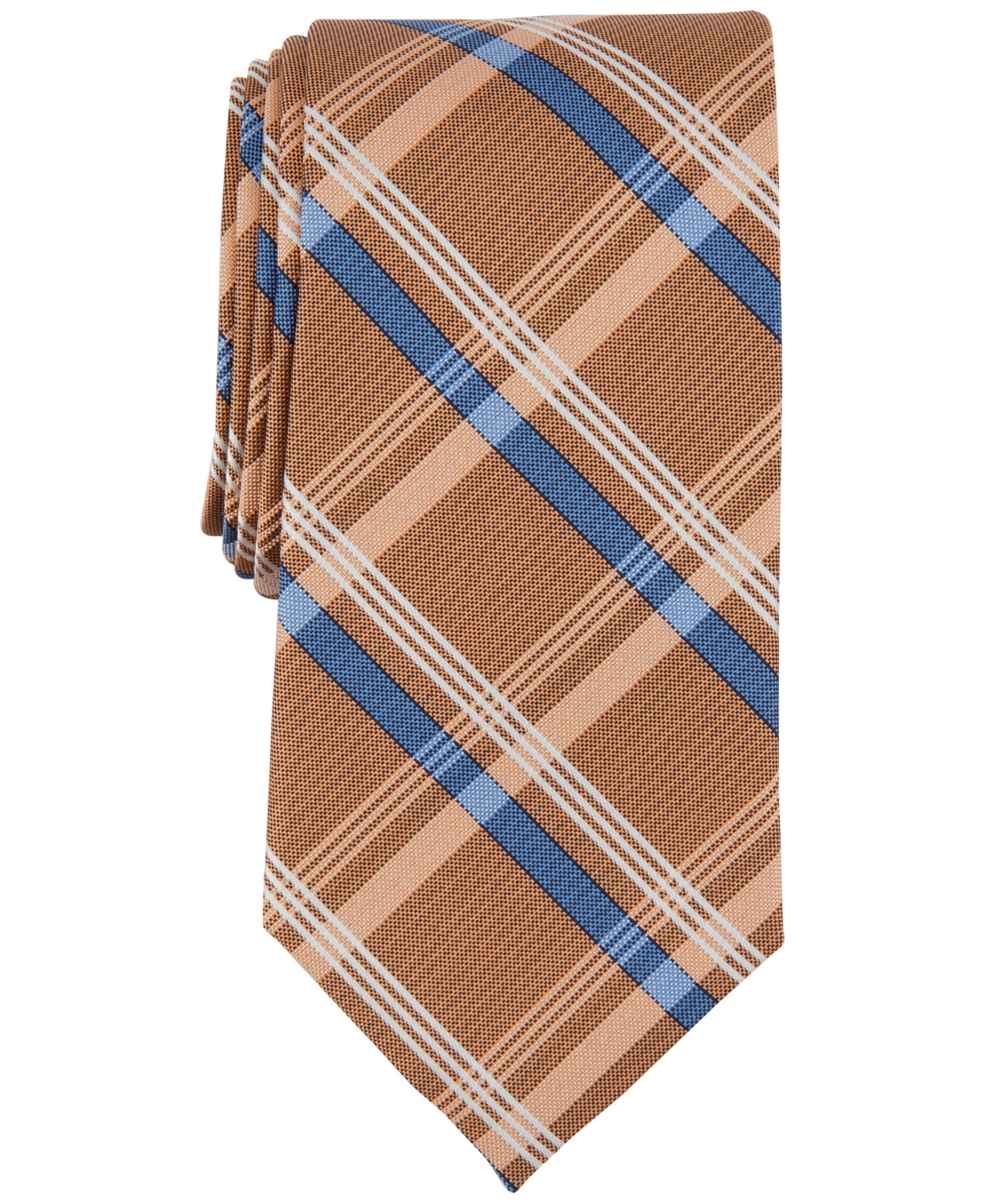 Michael Kors Men's Sadies Plaid Tie Orange Blue  Necktie