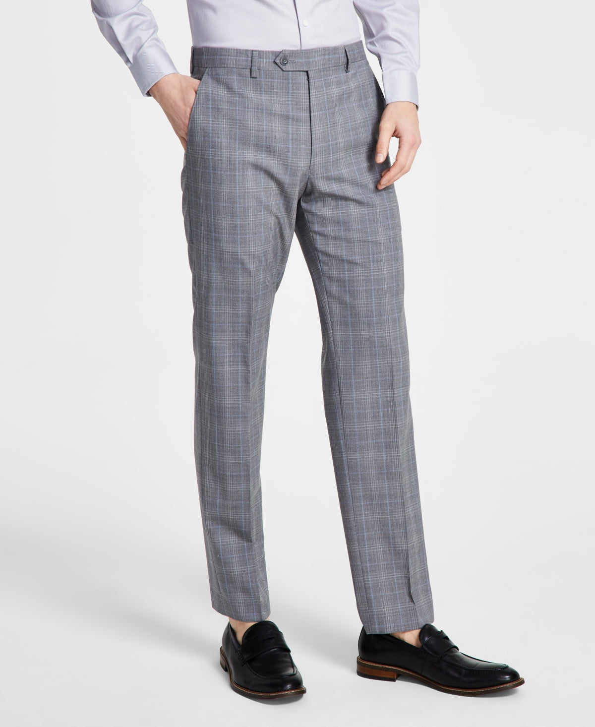 Michael Kors Men's Modern Fit Wool Blend Plaid Suit Dress Pants Grey 33 x 32