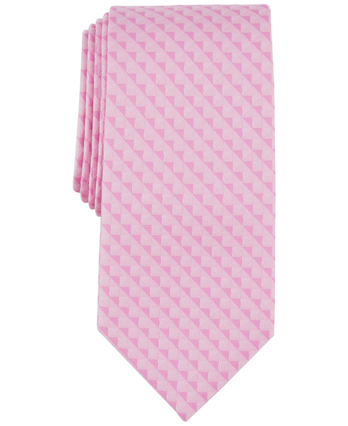 Michael Kors Mens Nassau Geomectric Print Tie Pink One Size Necktie