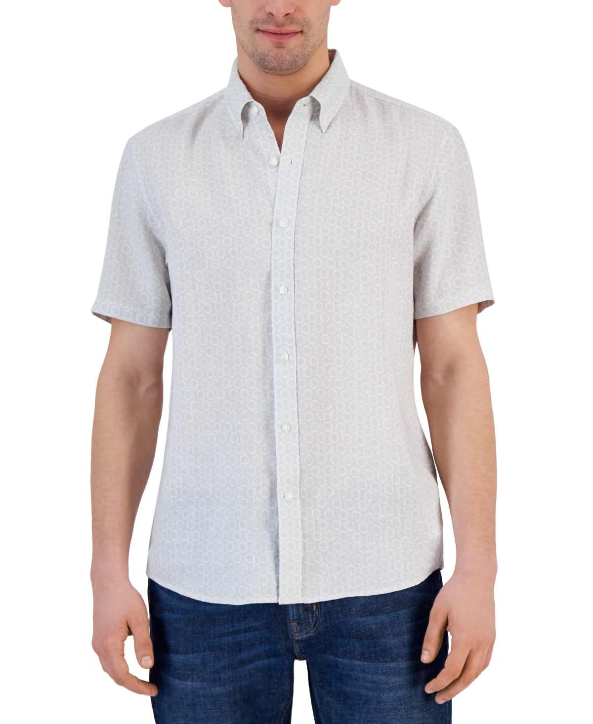 Michael Kors Mens Slim-Fit Stretch Button Down Shirt Sunburst Opal 2XL