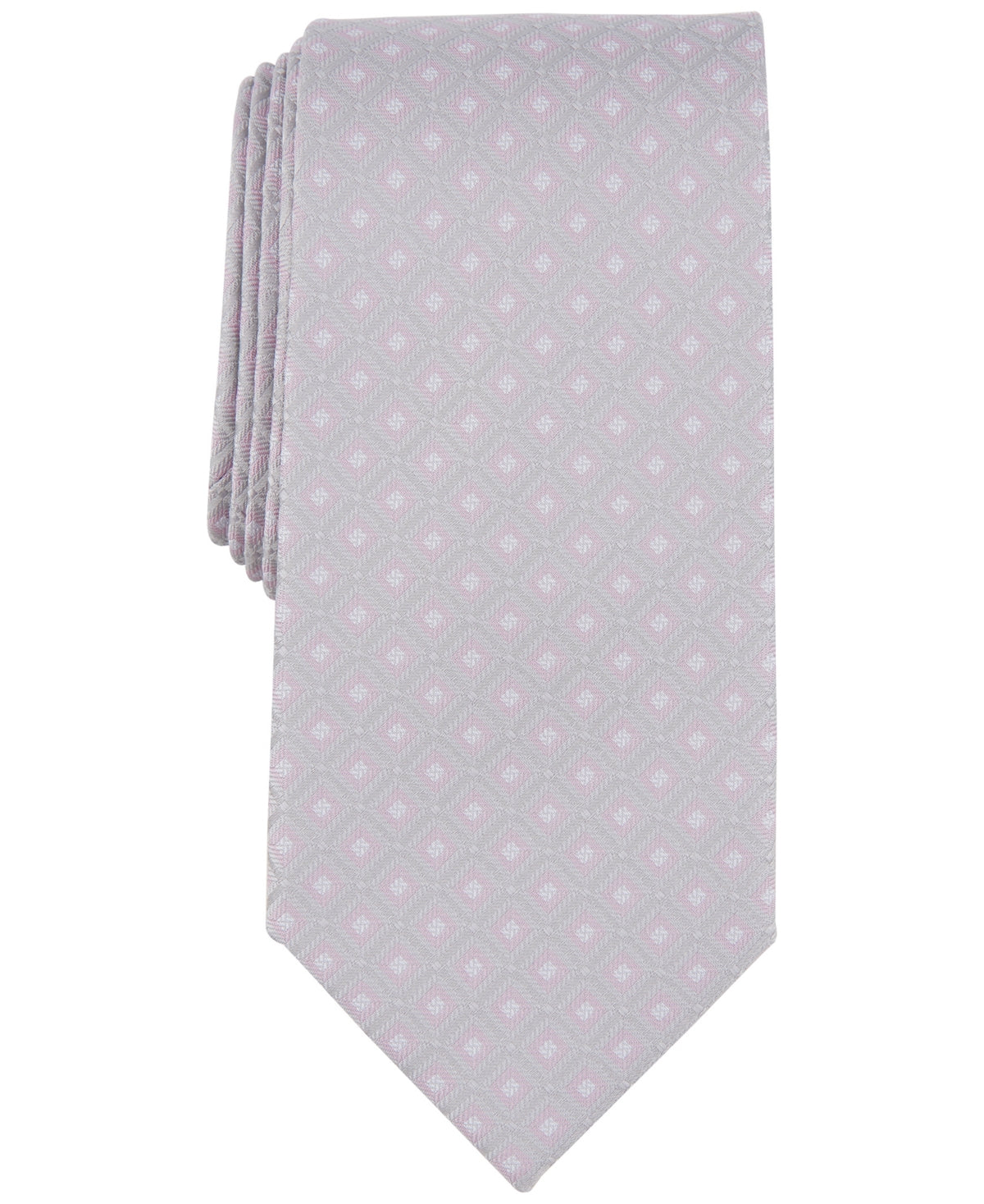 Michael Kors Men's Hempstead Grid Tie Silver Necktie