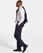 Michael Kors Mens Classic Fit Wool Blend Pants Plum Plaid 34 x 32